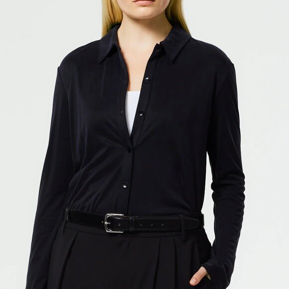 Tibi Deeba Cupro Slim Shirt, black, 00, NWT - Picture 3 of 7